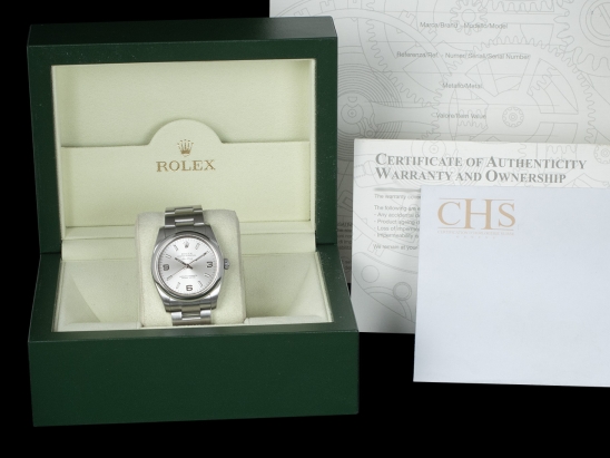 Ролекс (Rolex) Air-King 34 Argento Oyster Silver Lining Arabic 3-6-9 114200